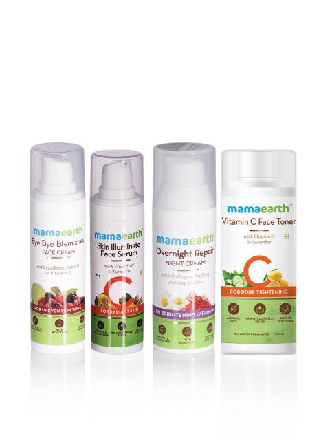 

Mamaearth Sustainable Set of Blemishes Face Cream, Firming Night Cream, Face Serum & Toner, White