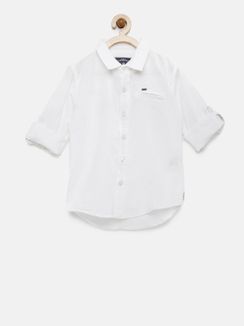 

Gini and Jony Boys White Solid Slim Fit Linen Casual Shirt