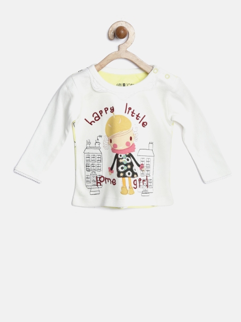 

Gini & Jony Baby Girls White & Yellow Printed Top