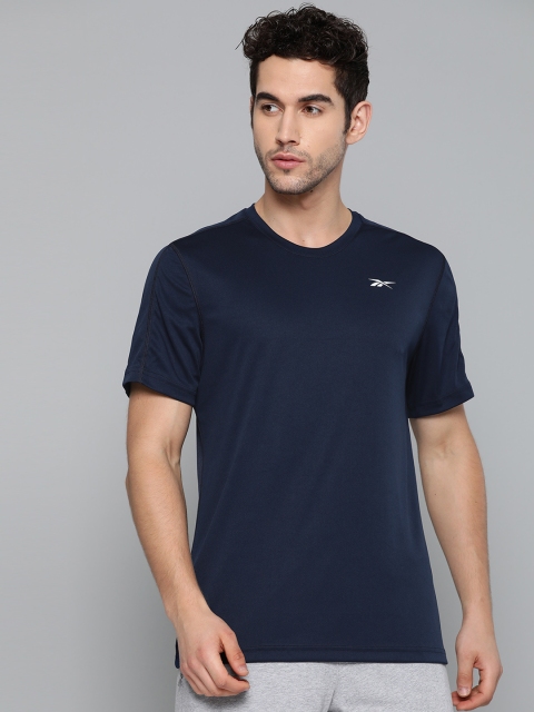 

Reebok Men Navy Work Out Ready COMM SS Solid Training T-Shirt, Navy blue
