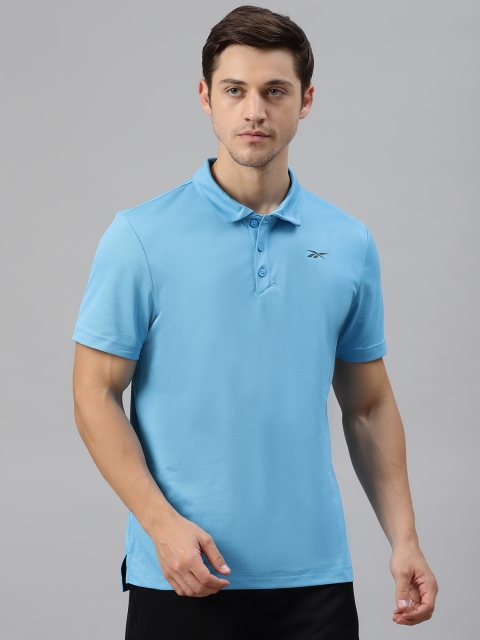 

Reebok Men Blue Solid Polo Collar T-shirt