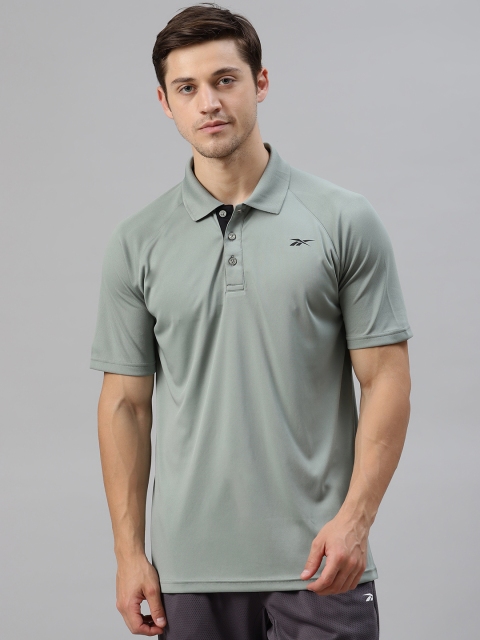 

Reebok Men Green Recycled Polyester Solid RAG Polo T-shirt