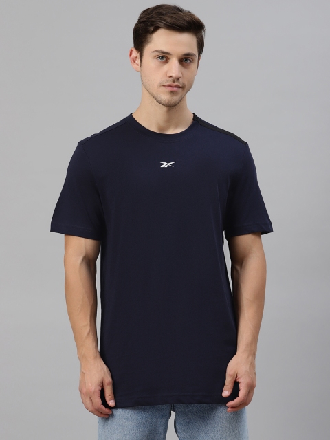 

Reebok Men Navy Blue Pure Cotton 2 Solid Pure Cotton T-shirt