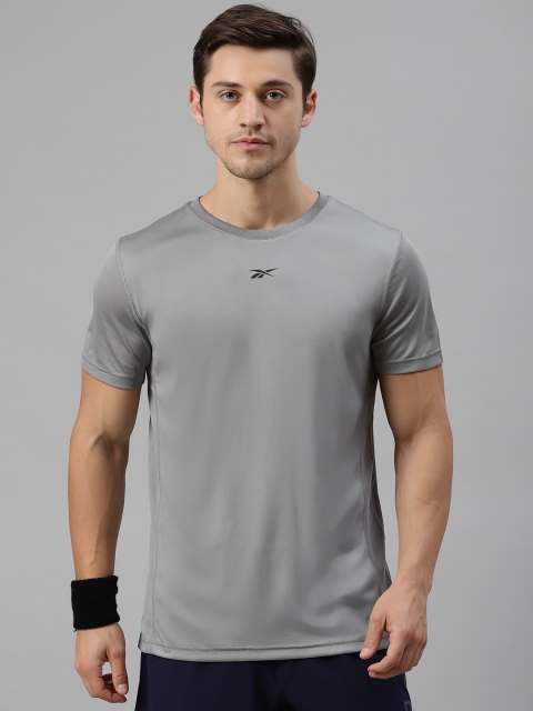 

Reebok Men Grey Solid Recycled Polyester Contrast Mod Poly Training T-shirt
