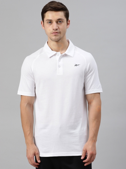 

Reebok Men White Solid CT Polo Training T-shirt