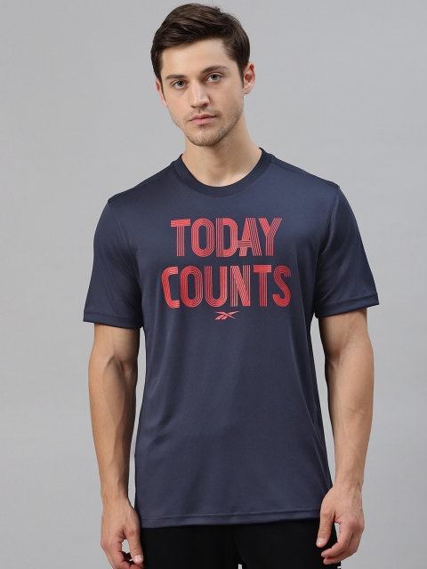 

Reebok Men Navy Blue & Red Poly G Printed Round Neck T-shirt