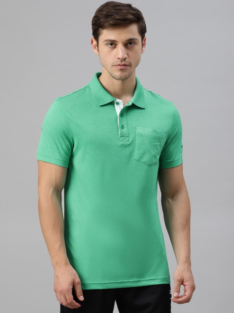 

Reebok Men Green Grindle Effect Polo Collar Training T-shirt