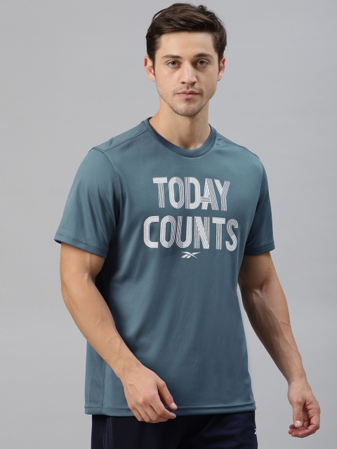 

Reebok Men Blue & White Poly G Printed Round Neck T-shirt