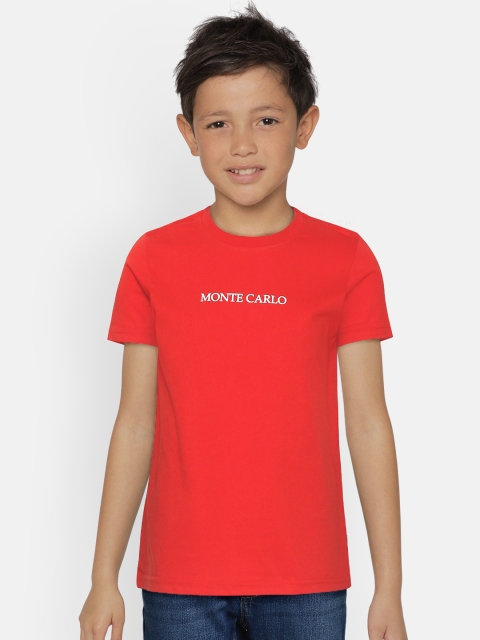 

Monte Carlo Boys Red Solid Round Neck T-shirt with Printed Detail