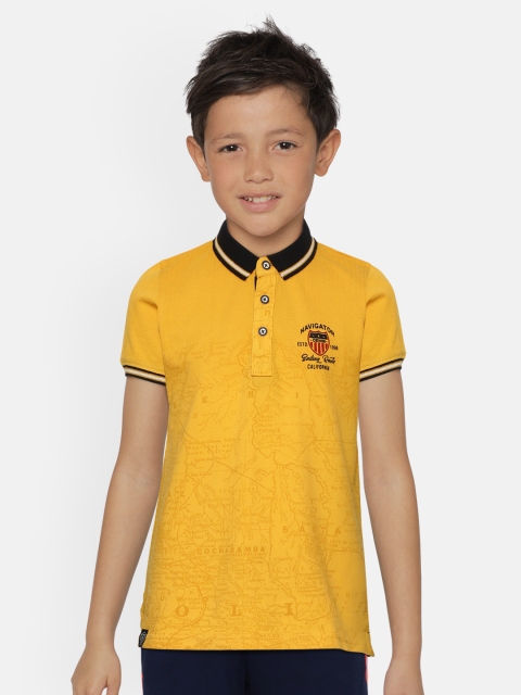 

Monte Carlo Boys Mustard Yellow Map Print Polo Collar T-shirt