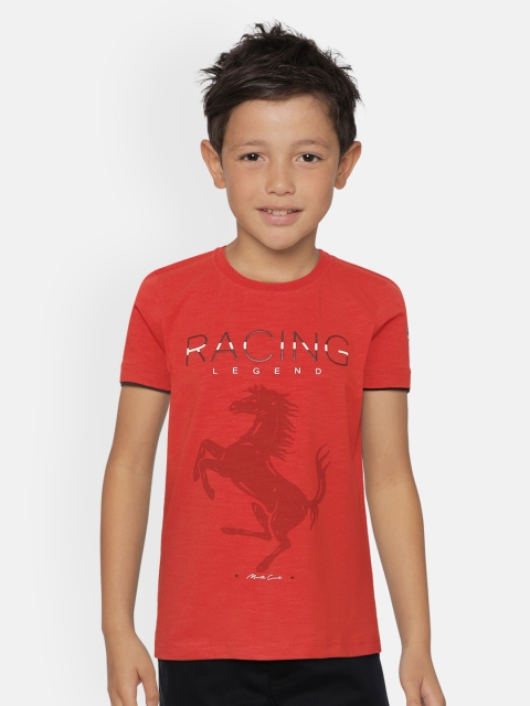 

Monte Carlo Boys Red Racing Horse Print Round Neck T-shirt