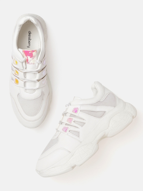 

DressBerry Women White Woven Design Sneakers