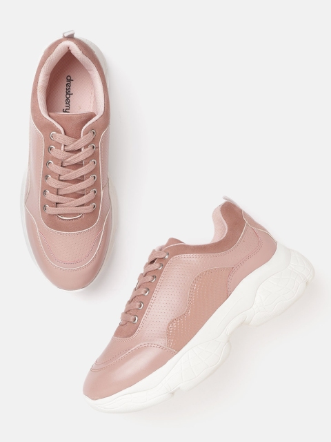 

DressBerry Women Peach-Coloured Perforated Sneakers