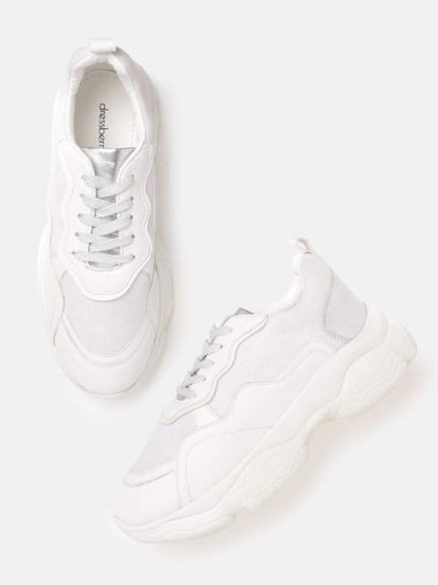 

DressBerry Women White Woven Design Sneakers
