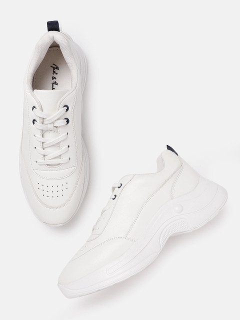 

Mast & Harbour Women White Solid Sneakers with Perforated Detail