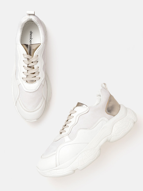

DressBerry Women White Solid Flatform Sneakers