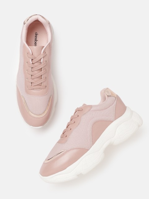 

DressBerry Women Pink Solid Flatform Sneakers