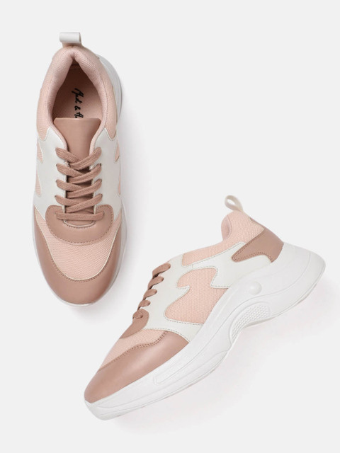 

Mast & Harbour Women Peach-Coloured & White Colourblocked Sneakers