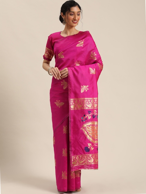 

Mitera Pink & Golden Woven Design Banarasi Saree