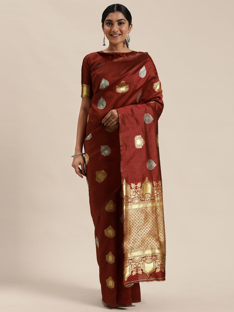 

Mitera Maroon & Golden Woven Design Banarasi Saree