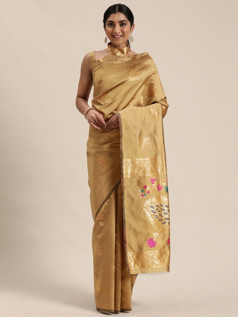 

Mitera Beige & Gold-Toned Woven Design Banarasi Saree