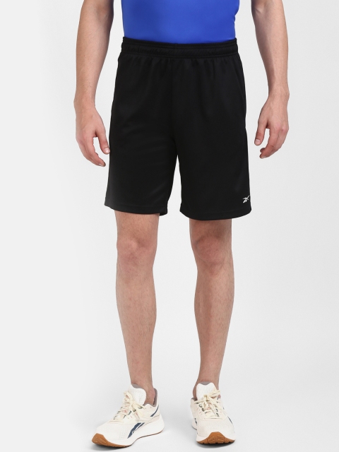 

Reebok Men Black Solid Training Foundation Poly Knit Shorts