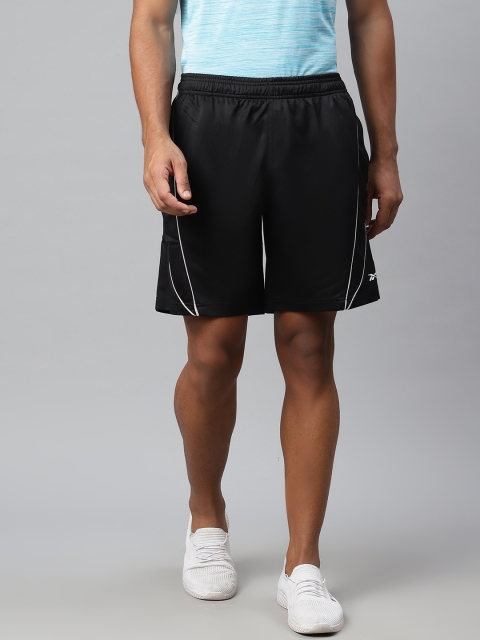 

Reebok Men Black Solid Regular Fit Sports Shorts