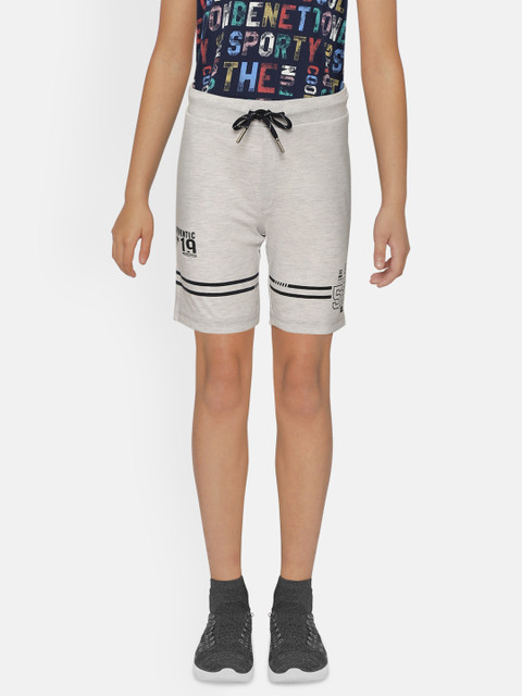 

Monte Carlo Boys Grey Melange & Navy Solid Regular Fit Shorts with Printed Detail