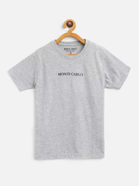 

Monte Carlo Boys Grey Melange Solid Round Neck Pure Cotton T-shirt