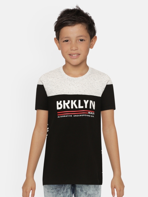 

Monte Carlo Boys Black & Grey Melange Typography Print Round Neck T-shirt