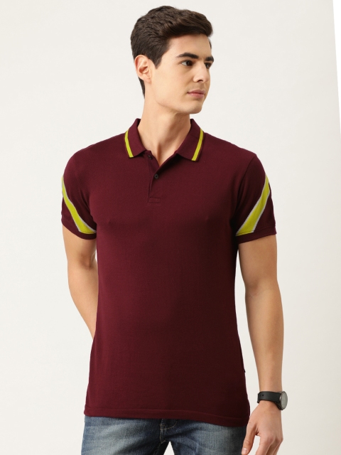 

Peter England Men Maroon Solid Polo Collar T-shirt