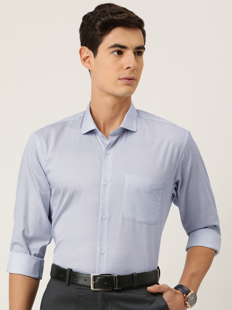 

Peter England Men Blue & White Nuvo Fit Printed Formal Shirt