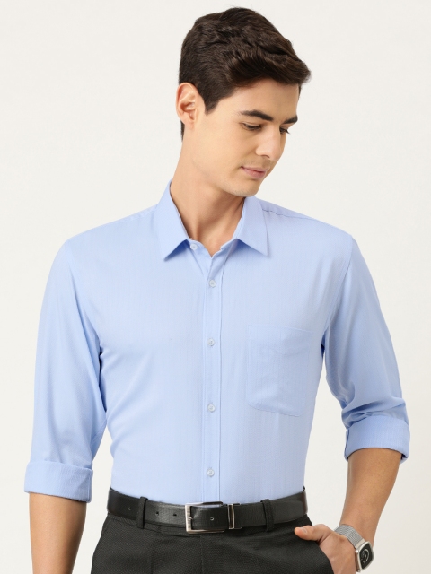 

Peter England Men Blue Slim Fit Self Design Formal Shirt