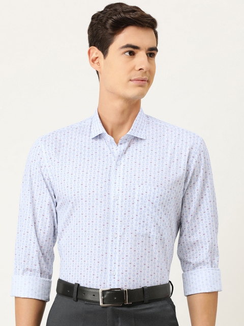 

Peter England Men White & Blue Slim Fit Printed Formal Shirt