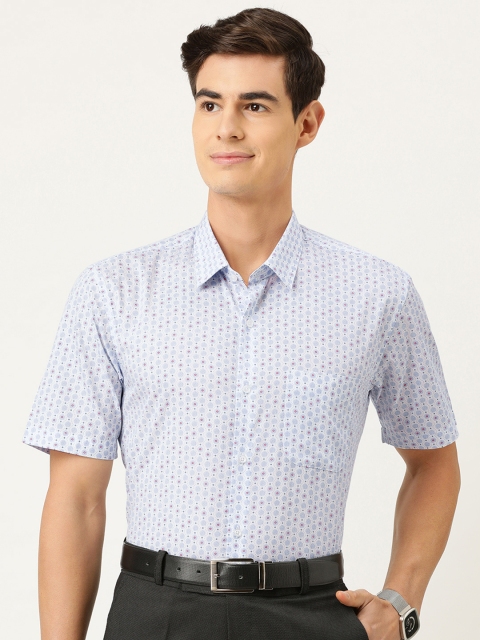 

Peter England Men Blue Regular Fit Printed Pure Cotton Formal Shirt