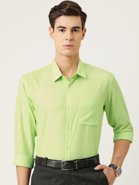 

Peter England Men Green Nuvo Fit Self Design Antiviral Formal Shirt