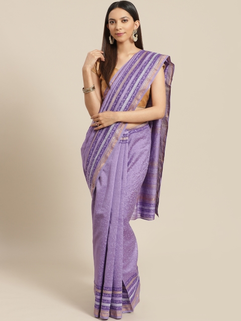 

Nakshi Purple Printed Block Print Handloom Saree