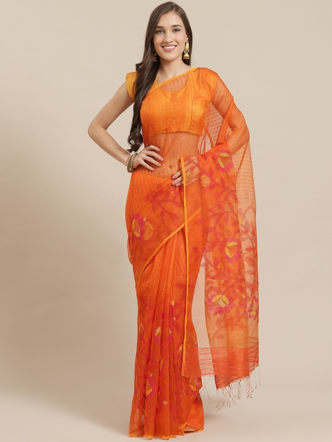 

Nakshi Orange Woven Design Pure Cotton Handloom Saree