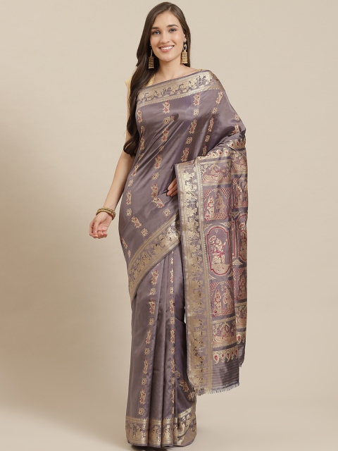 

Nakshi Mauve & Golden Pure Silk Woven Design Baluchari Handloom Saree