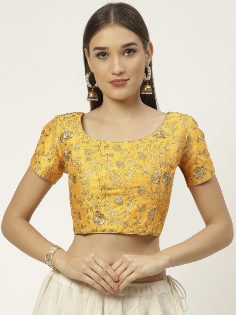 

Studio Shringaar Mustard Yellow Embroidered Saree Blouse