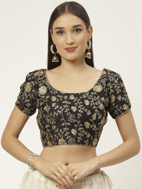 

Studio Shringaar Black Embroidered Saree Blouse