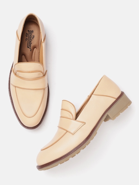 

The Roadster Lifestyle Co Women Beige Solid Penny Loafers