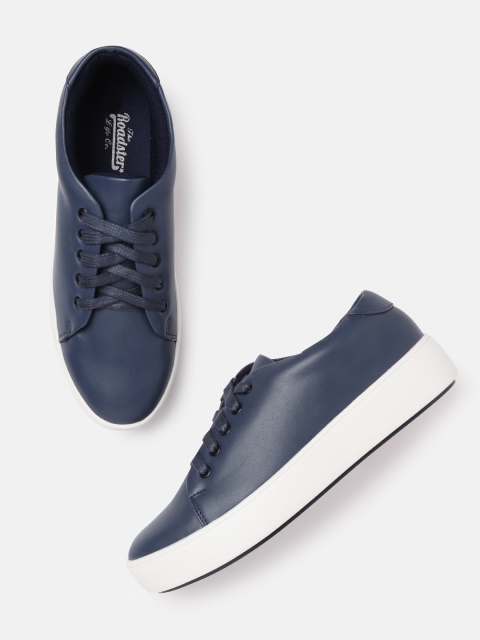 

The Roadster Lifestyle Co Women Navy Blue Solid Flatform Sneakers