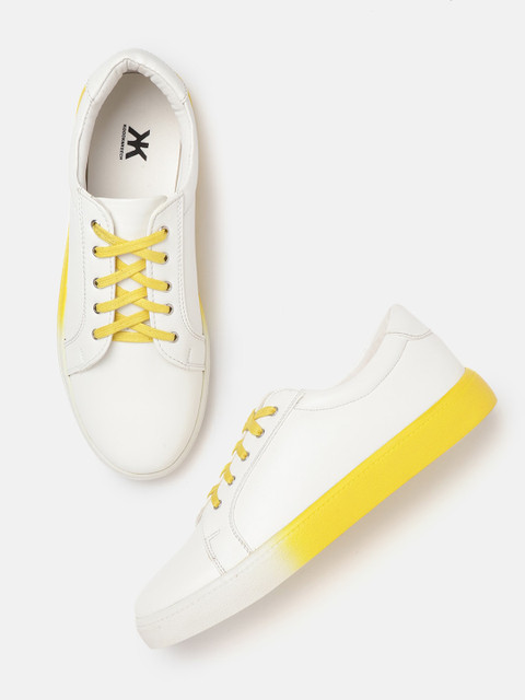 

Kook N Keech Women White & Yellow Solid Sneakers