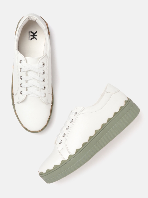 

Kook N Keech Women White Solid Flatform Sneakers