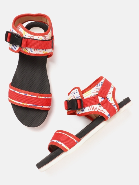 

Kook N Keech Women White & Red Printed Sports Sandals