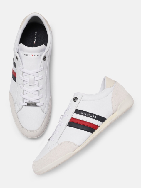

Tommy Hilfiger Men White CORPORATE MATERIAL MIX CUPSOLE Leather Sneakers