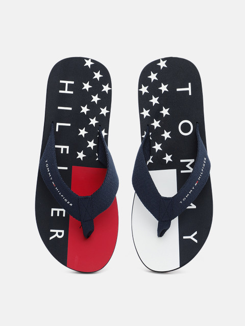 

Tommy Hilfiger Men Navy Blue & White Printed Thong Flip-Flops