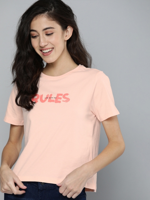 

Mast & Harbour Women Pink Printed Round Neck T-shirt