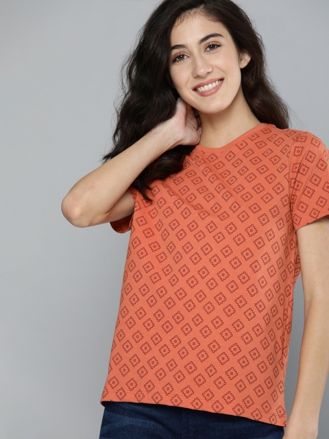 

Mast & Harbour Women Brown Printed Round Neck T-shirt